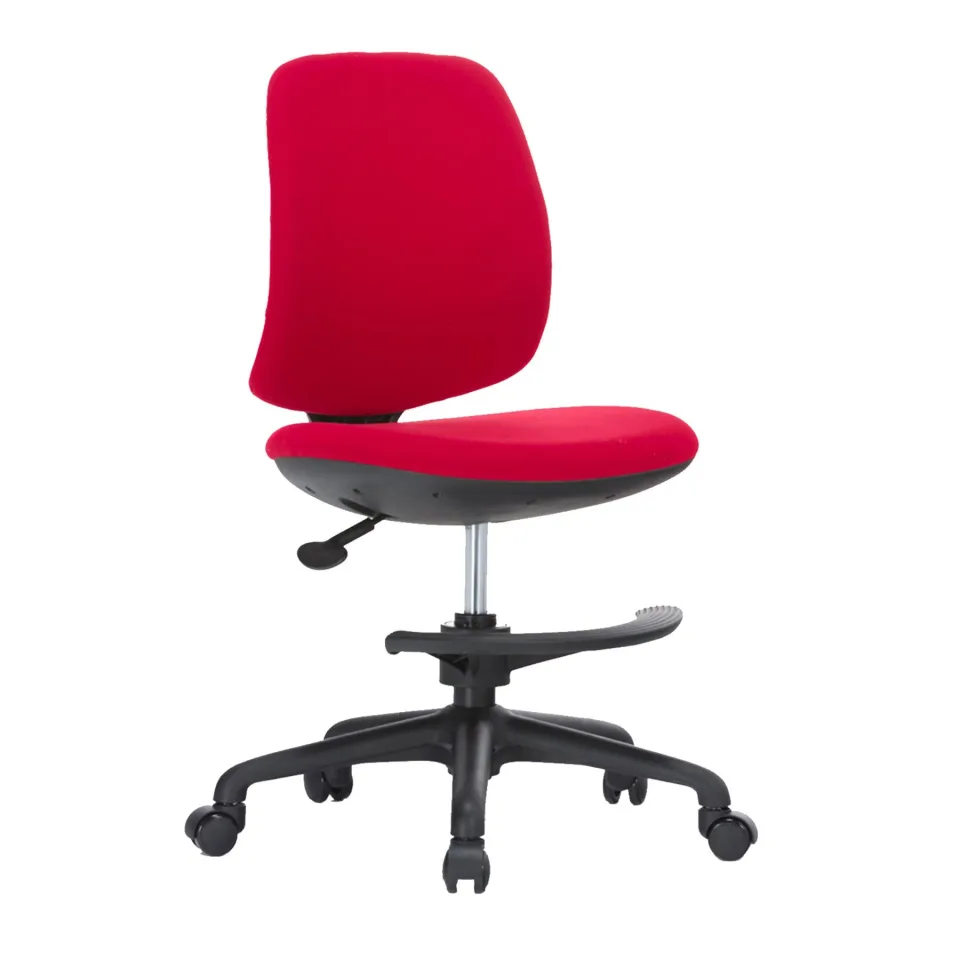 Scaun copii RFG Candy Foot Black, material textil, șezut roșu, spătar roșu