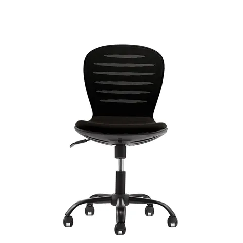 Scaun pentru copii RFG Flexy Black, material textil și plasă, șezut negru, spătar negru