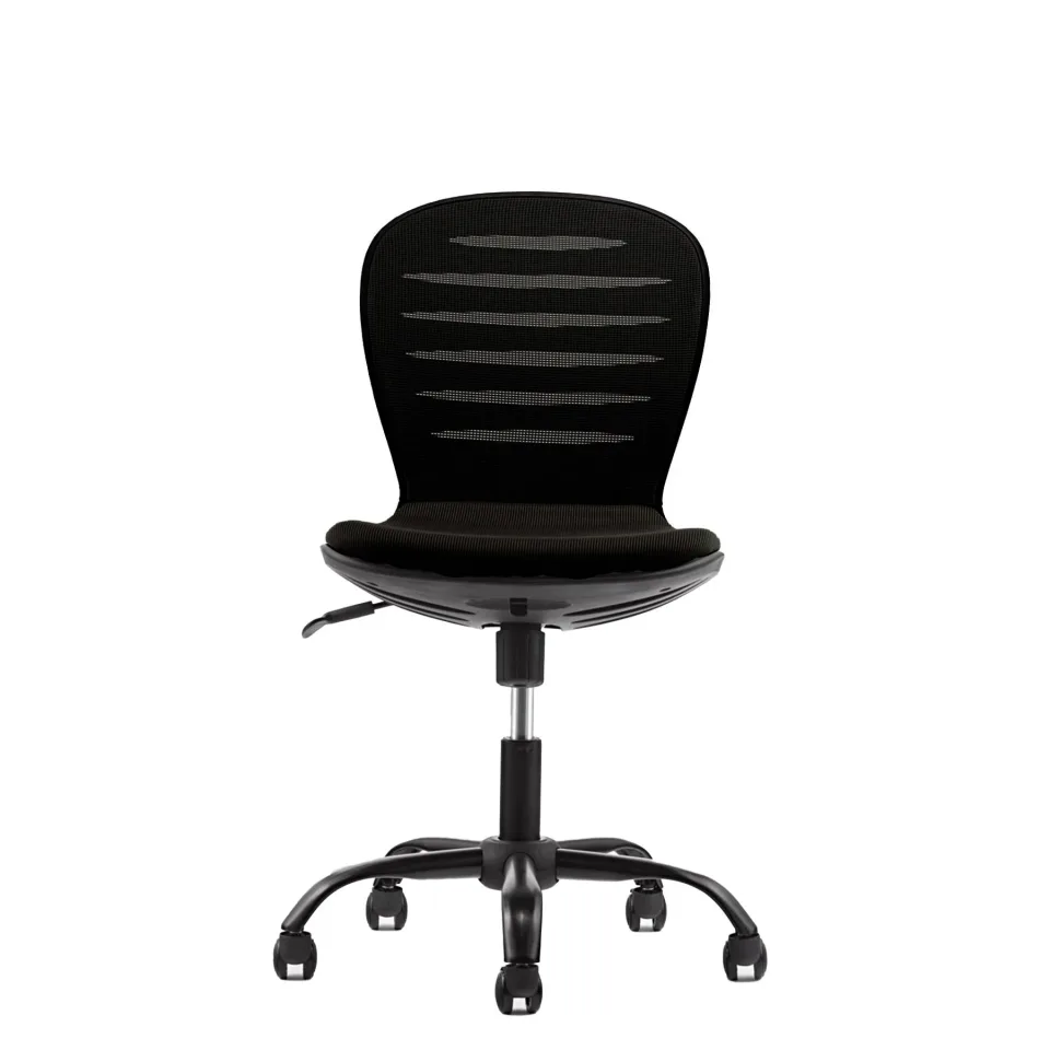 Scaun pentru copii RFG Flexy Black, material textil și plasă, șezut negru, spătar negru