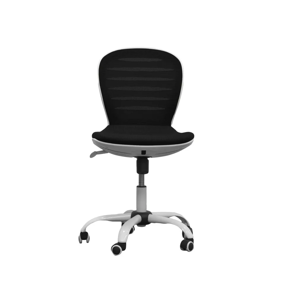 Scaun pentru copii RFG Kids Flexy White, stofă și plasă, șezut negru, spătar negru