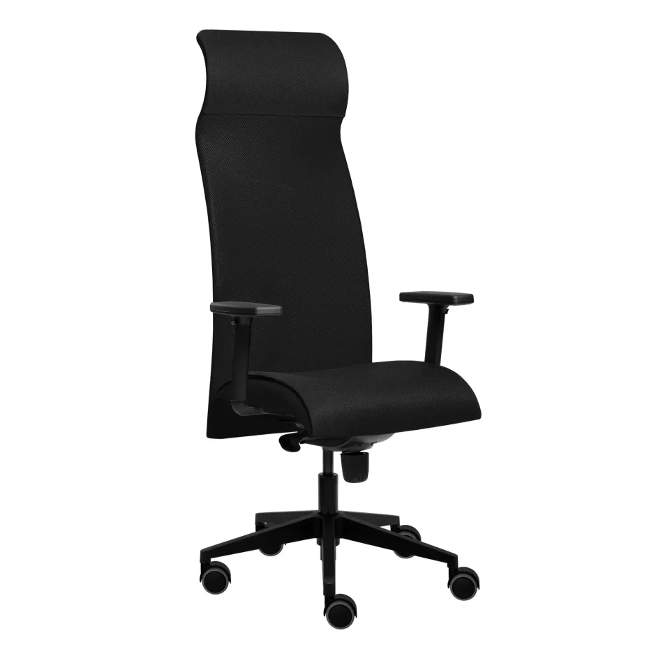 Scaun ergonomic Tronhill Solium Executive, material textil și plasă, negru