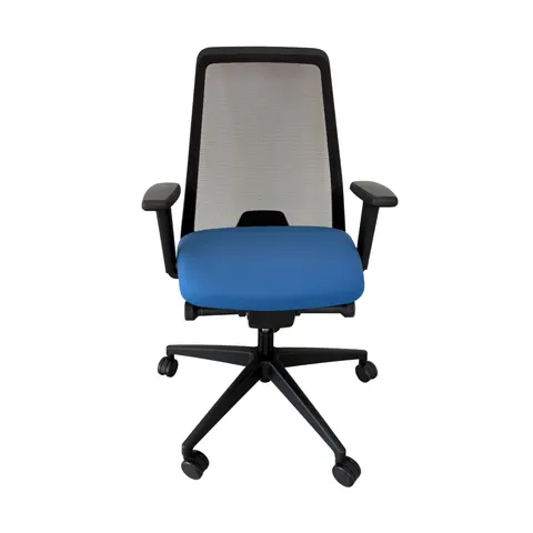 Scaun de birou ergonomic Interstuhl Every 142E, material textil și plasă, mecanism sincron, bază din poliamidă, albastru pastel, eșantion asamblat