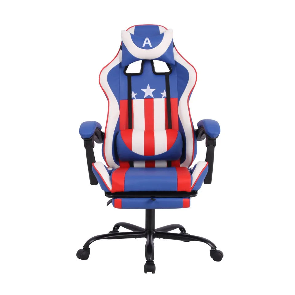 Scaun Gaming RFG Max Game, Eco Piele, Albastru și Alb