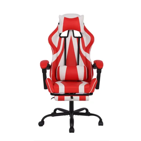 Scaun gaming RFG Max Game, eco-piele, roșu și alb