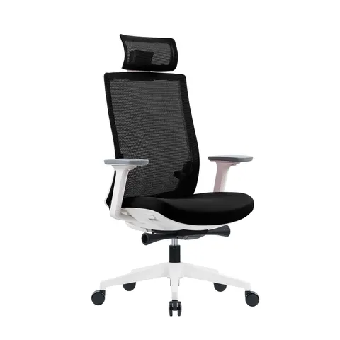 Scaun ergonomic RFG Meteor White HB, șezut negru, spătar negru