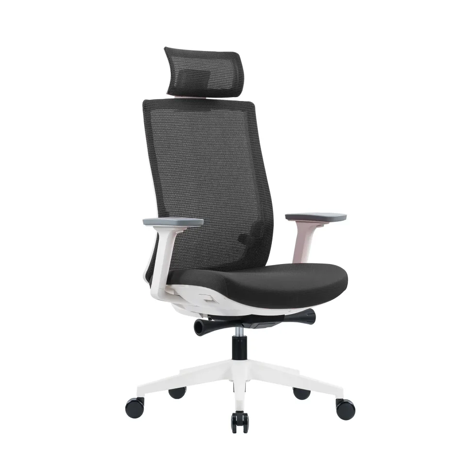 Scaun ergonomic RFG Meteor White HB, șezut gri, spătar gri