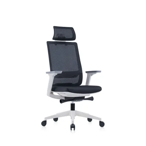 Scaun ergonomic RFG Meteor X White HB, șezut negru, spătar negru