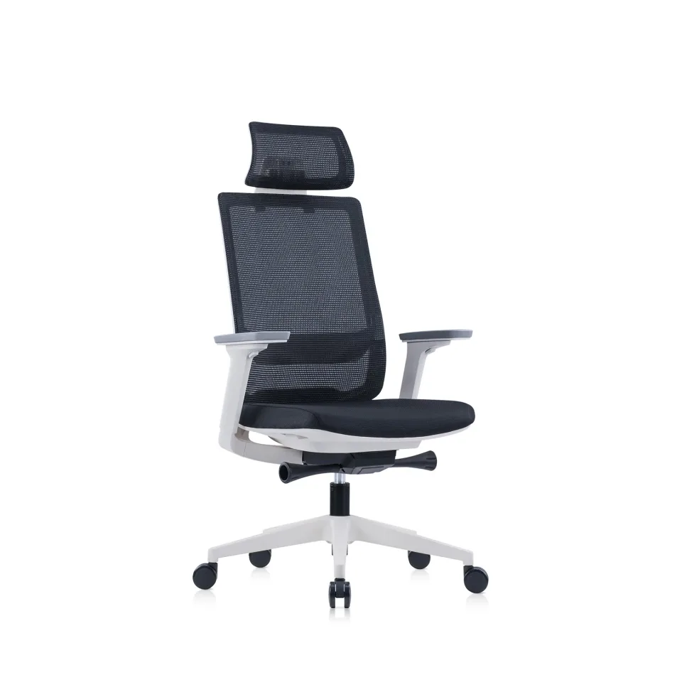 Scaun ergonomic RFG Meteor X White HB, șezut negru, spătar negru