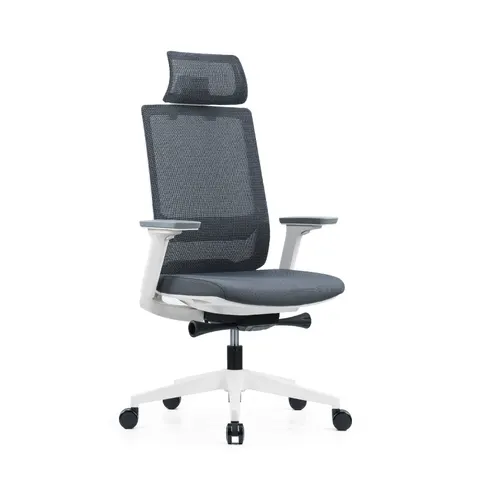 Scaun ergonomic RFG Meteor X White HB, șezut gri, spătar gri