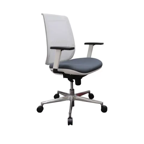 MJ Scaun ergonomic Ada White, ședere gri, spătar alb, unitate de prezentare asamblată