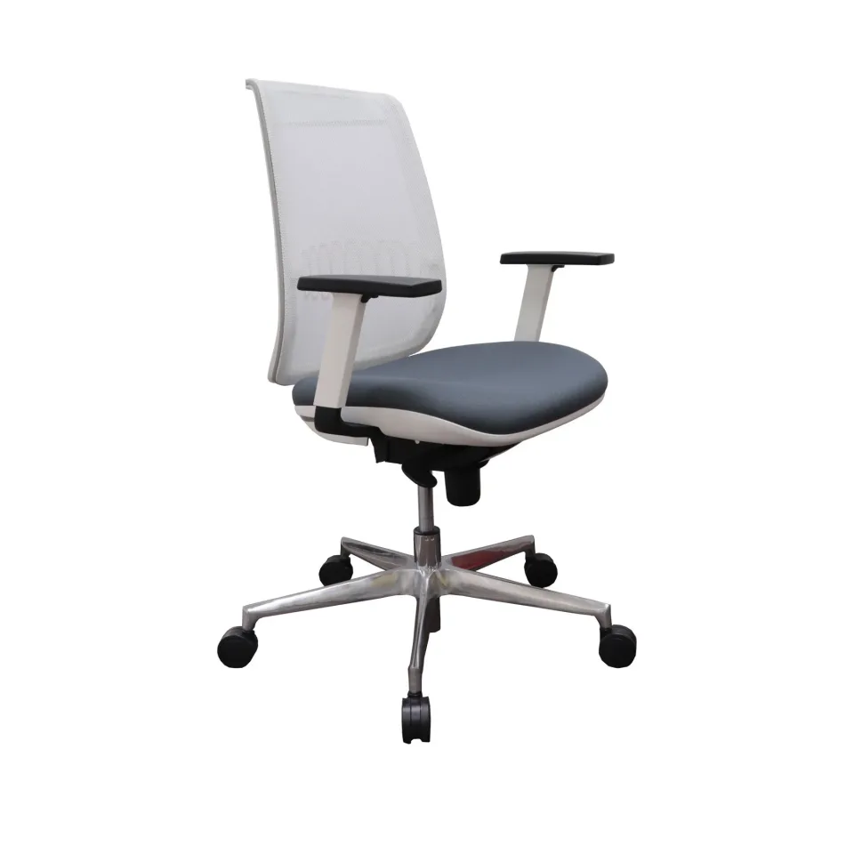 MJ Scaun ergonomic Ada White, ședere gri, spătar alb, unitate de prezentare asamblată
