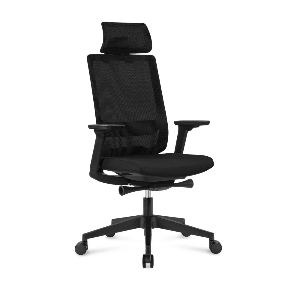 Scaun ergonomic RFG Meteor X Black HB, șezut negru, spătar negru