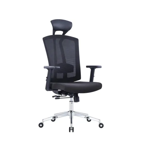 Scaun ergonomic de birou RFG Primo Lux Chrome HB, material textil și plasă, capacitate până la 130 kg, negru
