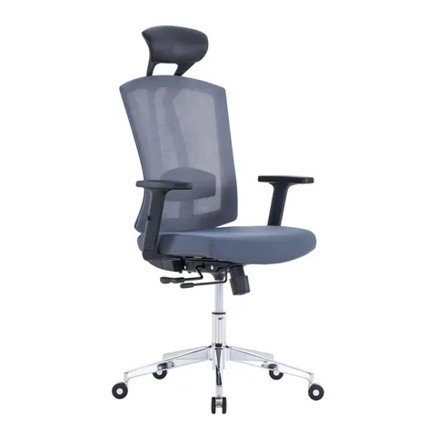 Scaun ergonomic de birou RFG Primo Lux Chrome HB, țesătură & plasă, până la 130 kg, gri