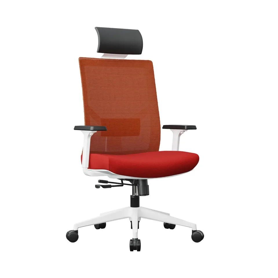 Scaun ergonomic RFG Snow HB, material textil și plasă, mecanism multifuncțional, capacitate până la 120 kg, șezut roșu închis, spătar roșu închis