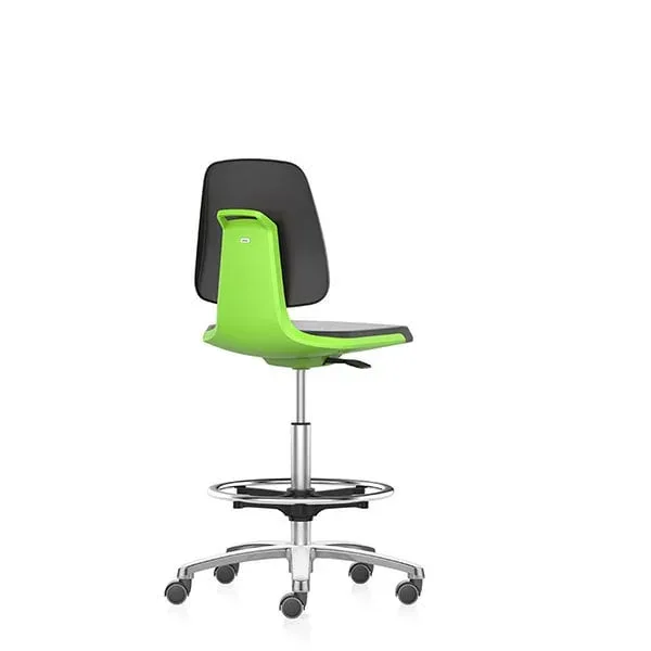 Scaun de laborator Bimos Labsit 9125, înalt, negru și verde