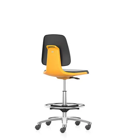 Scaun de laborator Bimos Labsit 9125, înalt, negru și portocaliu
