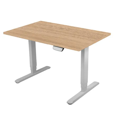 Birou electric ergonomic RFG, 160 x 80 cm, picioare metalice gri, blat chihlimbar