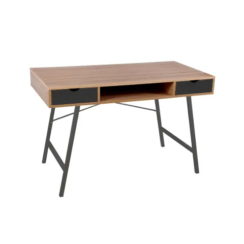 Birou RFG Work Shape A, 120 x 48 x 76 cm, melamină stejar, metal negru