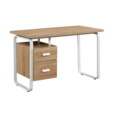 RFG Birou de lucru Shape O, 120 x 60 x 76 cm, melamină stejar, metal alb, cu corp mobil