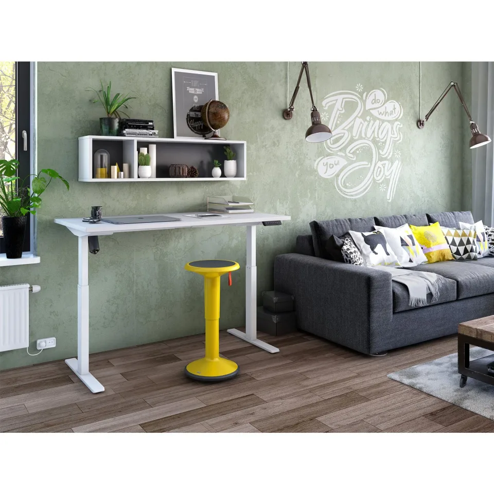 Birou reglabil pe înălțime RFG Light Pro, electric, 1400 x 700 x 710-1190 mm, melamină albă, metal alb