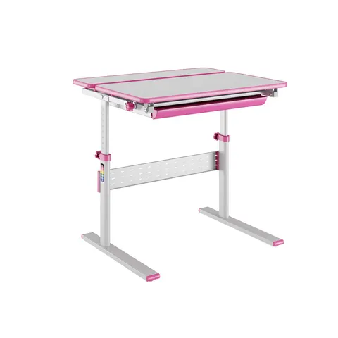 Birou reglabil pe înălțime RFG Ergo Kids, pentru copii, 800 x 660 x 540-760 mm, roz