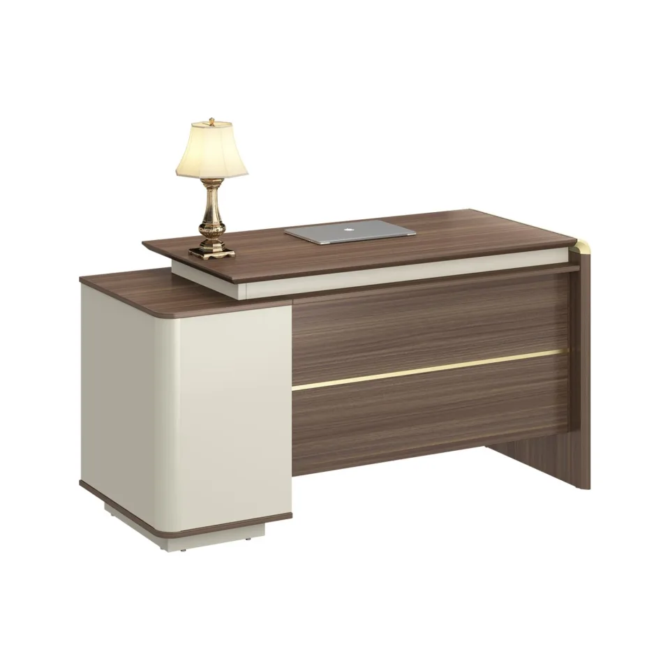 Birou de lucru RFG Lisbon, cu container, 1400 x 600 x 760 mm, stejar închis și gri