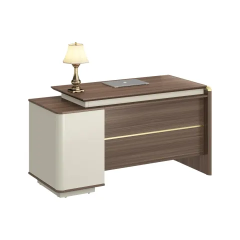 Birou de lucru RFG Lisbon, cu container, 1400 x 600 x 760 mm, stejar închis și gri