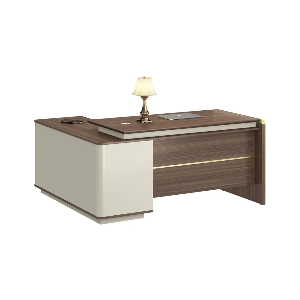 Birou de lucru RFG Lisbon, cu dulap, 1600 x 1450 x 760 mm, stejar închis & gri