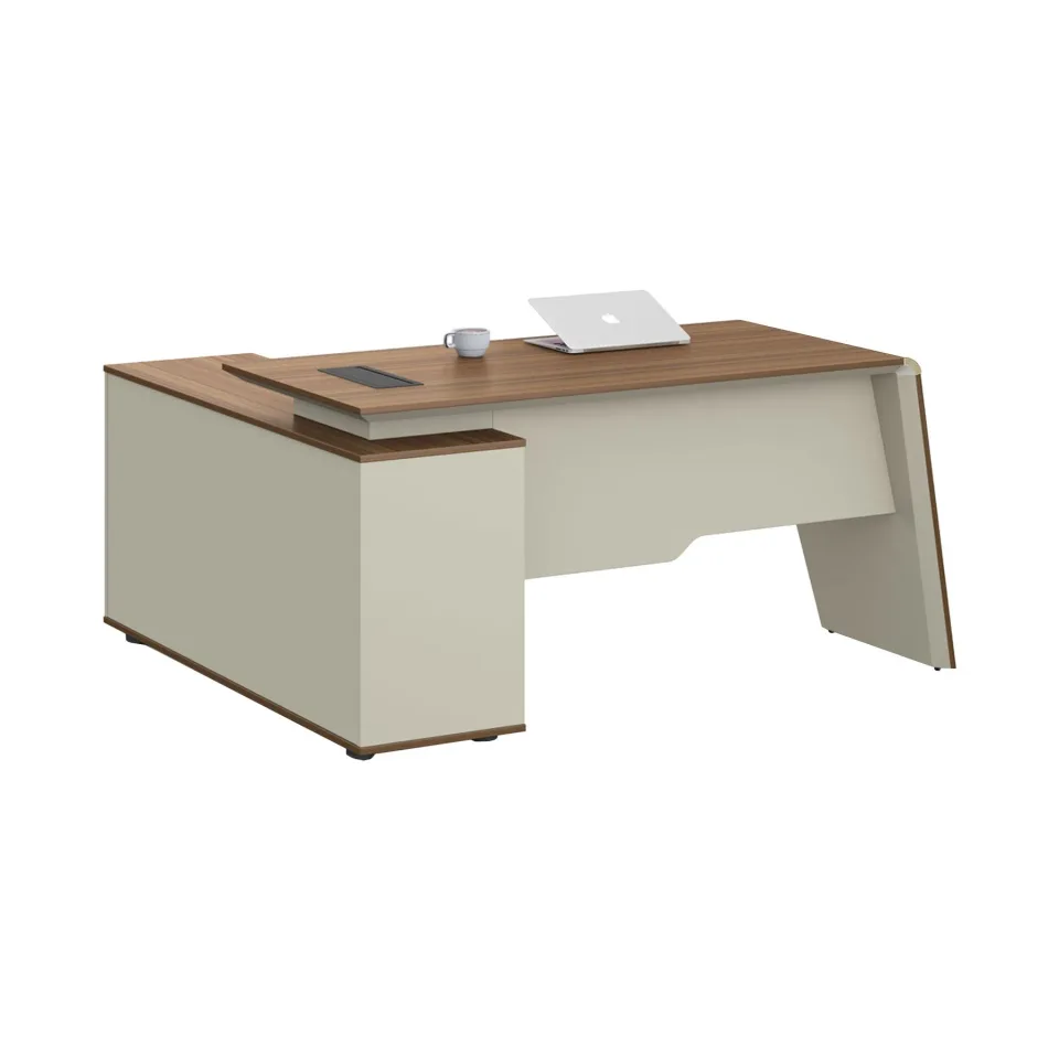Birou RFG Elmaz, cu dulap, 1600 x 1400 x 760 mm, stejar australian și gri