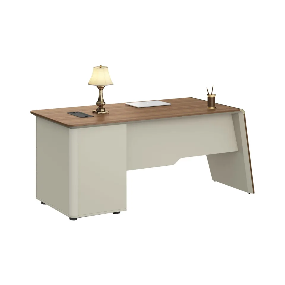 Birou de lucru RFG Elmaz, cu pedestal, 1800 x 800 x 760 mm, stejar australian și gri