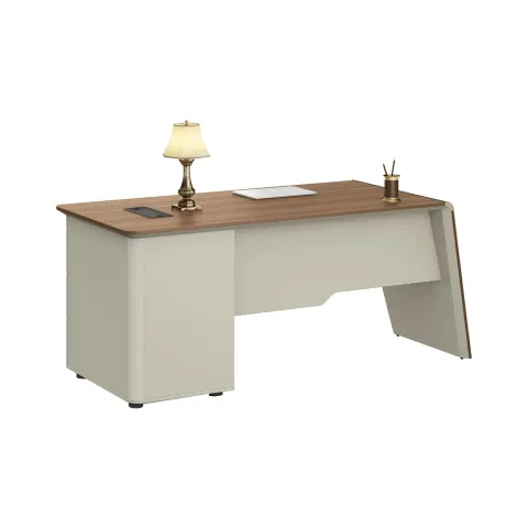 Birou de lucru RFG Elmaz, cu pedestal, 1800 x 800 x 760 mm, stejar australian și gri