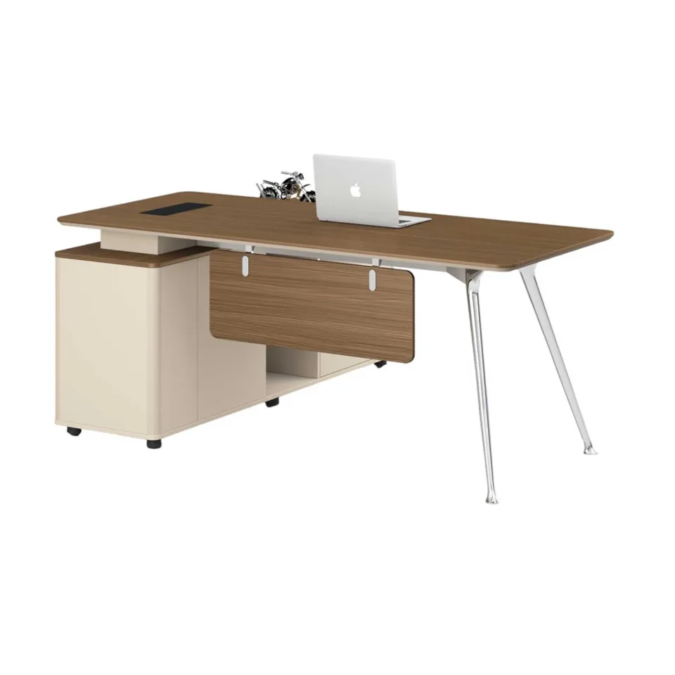 Birou RFG Paris, 1800 x 1600 x 750 mm, nuc și gri deschis