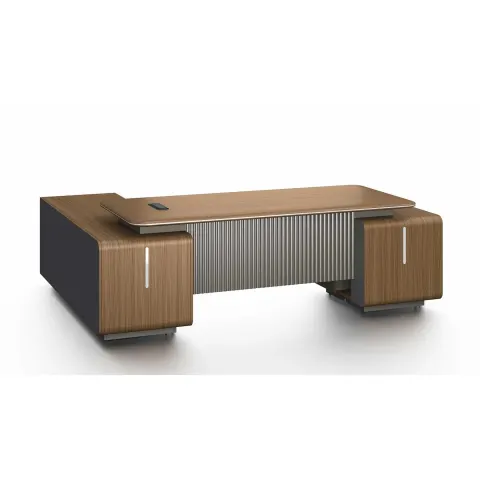 Birou RFG Parma, 2400 x 1850 x 760 mm, nuc și grafit perlat