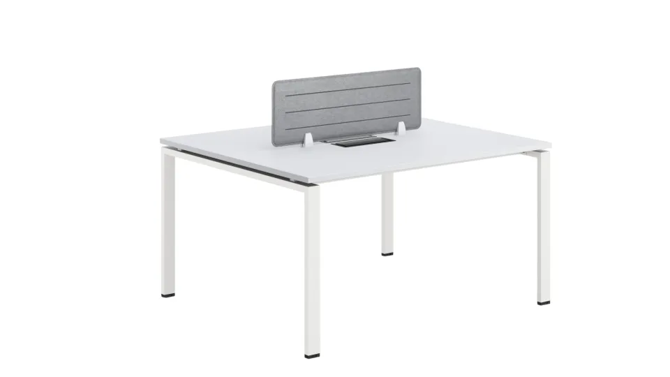 Birou RFG Bench Monaco, două locuri, 1400 x 1200 x 750 mm, PAL 25 mm, picioare metalice, alb