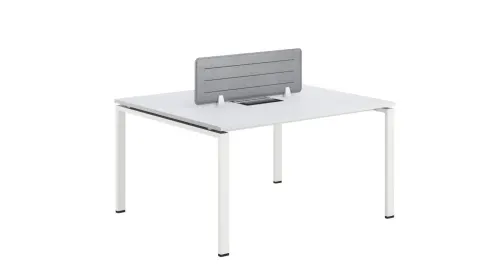 Birou RFG Bench Monaco, două locuri, 1400 x 1200 x 750 mm, PAL 25 mm, picioare metalice, alb
