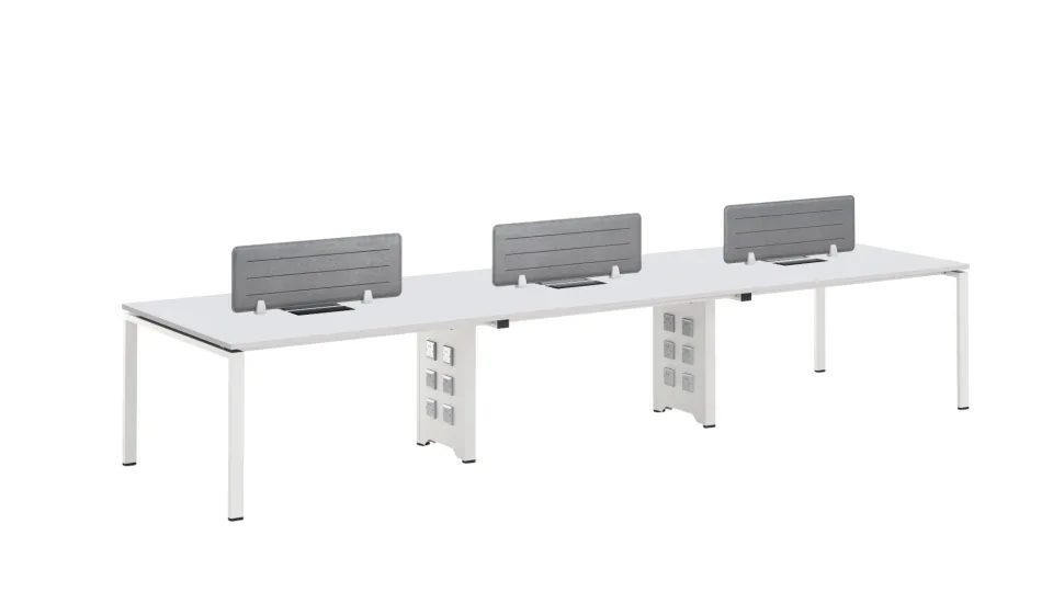 Birou RFG Bench Monaco, șase locuri, 4200 x 1200 x 750 mm, PAL 25 mm, picioare metalice, alb