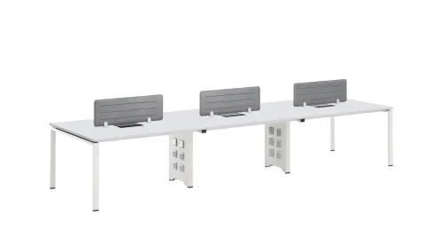 Birou RFG Bench Monaco, șase locuri, 4200 x 1200 x 750 mm, PAL 25 mm, picioare metalice, alb