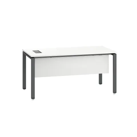 Birou RFG Monaco, 1600 x 800 x 750 mm, PAL 25 mm, cu orificiu pentru cablu, blat alb, picioare metalice negre