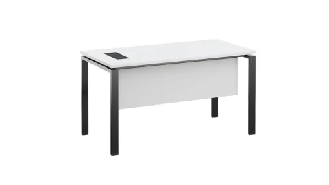 Birou RFG Monaco, 1400 x 700 x 750 mm, pal 25 mm, cu orificiu pentru cablu, blat alb, picioare metalice negre