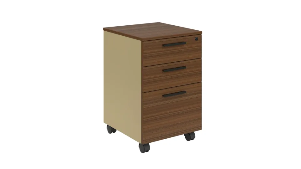 Container birou RFG Elmaz pentru birou, 400 x 420 x 620 mm, pal melaminat, stejar australian și gri