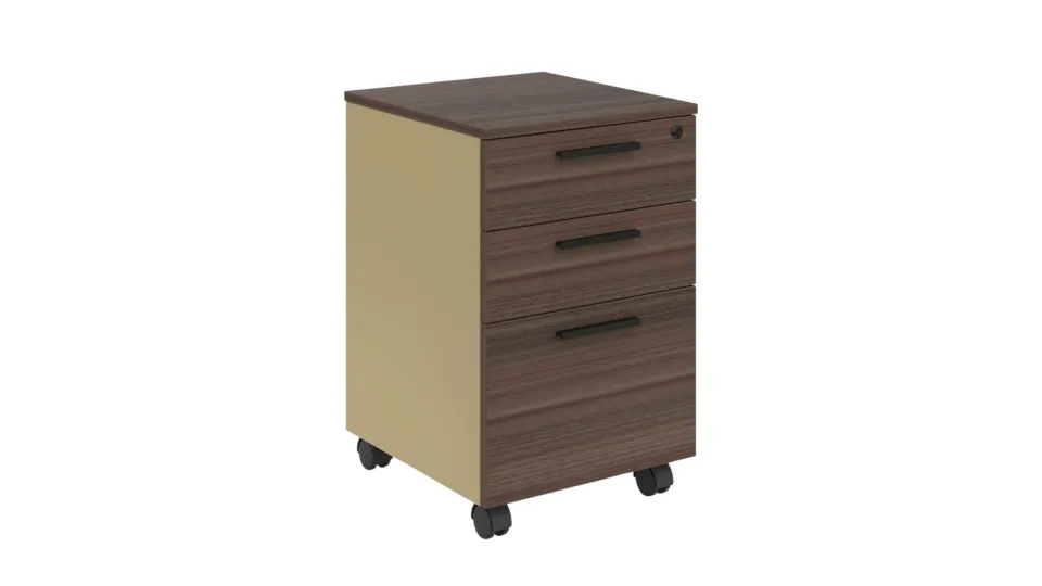 Container pentru birou RFG Lisbon pentru birou, 400 x 420 x 620 mm, PAL, stejar închis & gri
