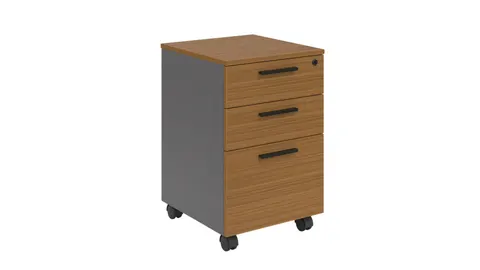 Container pentru birou RFG Parma, 400 x 420 x 620 mm, PAL, nuc și gri închis