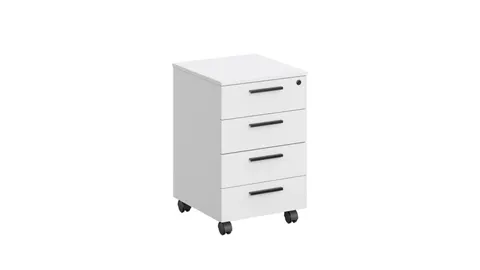 Container de birou RFG Monaco, cu 4 sertare, 400 x 500 x 620 mm, cu încuietoare, pal, alb