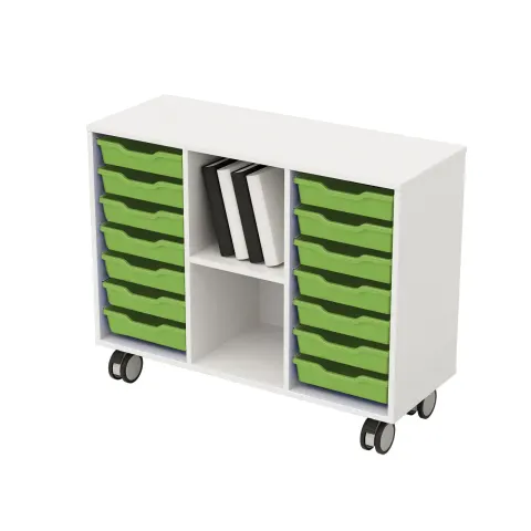 Raft RFG, cu 14 tăvi verzi, PP, 104 x 40 x 960 mm, alb