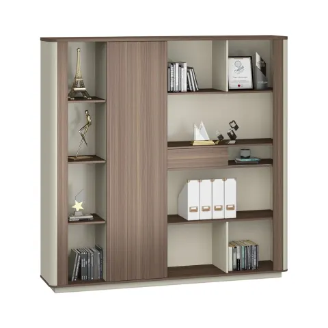 Dulap RFG Lisabon, 2000 x 400 x 1980 mm, stejar închis și gri