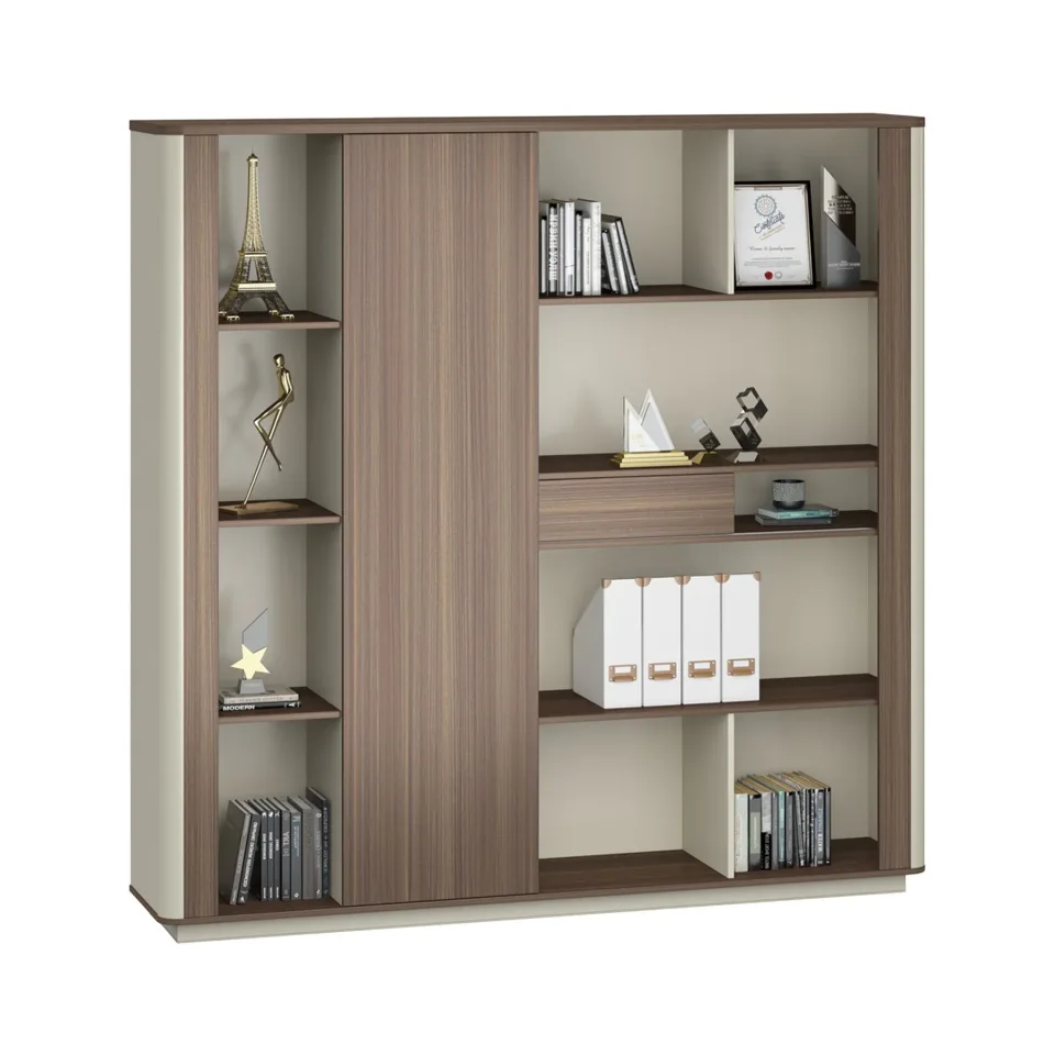 Dulap RFG Lisabon, 2000 x 400 x 1980 mm, stejar închis și gri