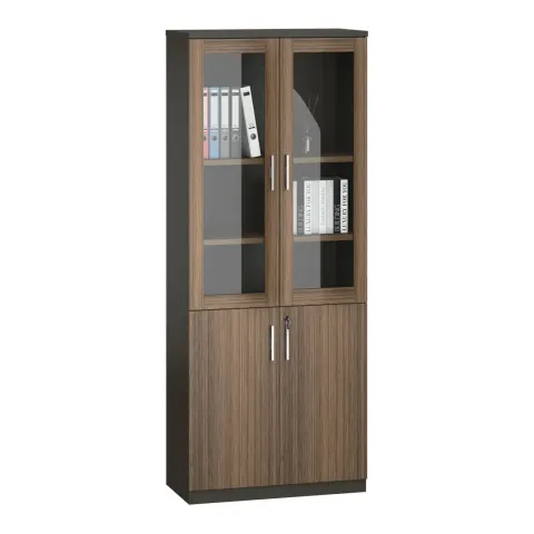 Dulap RFG Chicago, cu uși din sticlă, 800 x 400 x 2000 mm, stejar Reine și gri închis