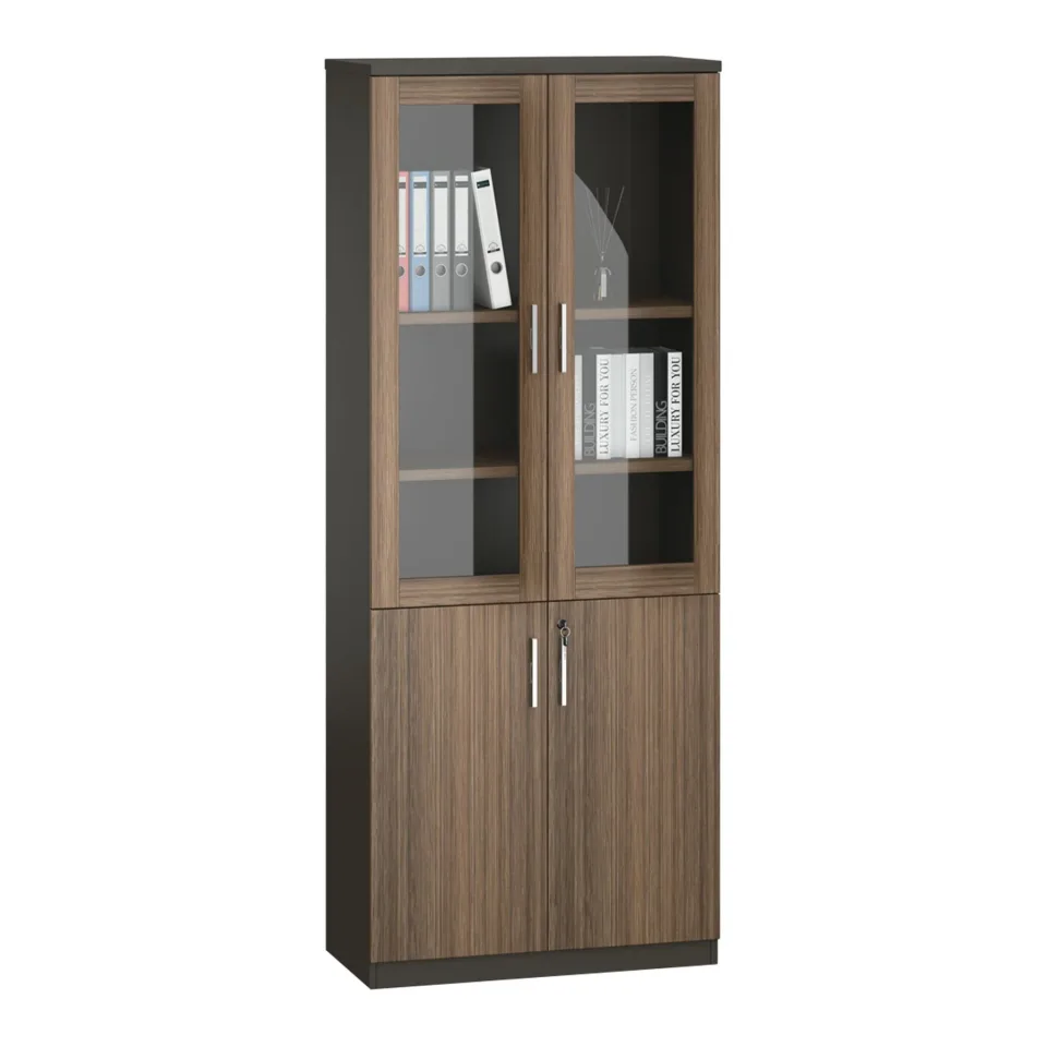 Dulap RFG Chicago, cu uși din sticlă, 800 x 400 x 2000 mm, stejar Reine și gri închis