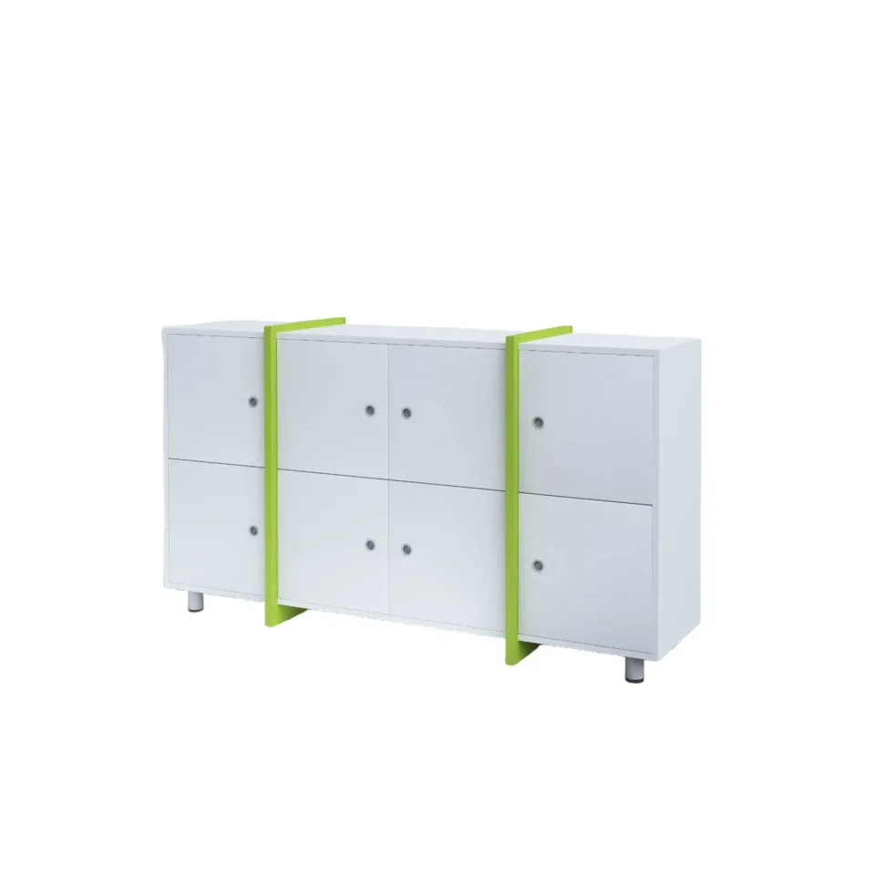Dulap RFG Etto, cu 8 compartimente, 1660 x 400 x 910 mm, alb și verde